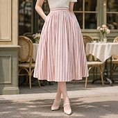 economico Fondi-Anni 1950 Retrò Vintage Midi Gonna Abito Swing Vestito Svasato A righe Aderente &amp; Svasato Altalena a dondolo Costume Per donna Carnevale Mascherata Festa &amp; Sera Casual Quotidiano Adulti Gonna