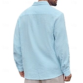 baratos camisa de botão masculina-Homens Camisa Social Camisa casual Camisa de algodão camisa de botão Branco Rosa Azul Royal Cinzento Claro Azul Claro Manga Longa Tiras verticais Colarinho de Camisa Casual Diário Botões Roupa