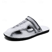 economico Sandali casual-Sandali da pescatore da uomo marroni con texture coccodrillo, cinturino posteriore, traspiranti, aperti, comodi, scarpe estive, calzature casual retrò da uomo, adatte per gite in spiaggia e viaggi di vacanza.