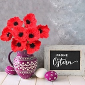cheap Artificial Flower-12 Bundles Artificial Poppy Flowers Remembrance Red Poppies for Memorial Day, Patriotic Veteran Tribute Decoration, Fallen Soldier Commemorative Floral Bouquet, Home &amp; Garden Display