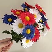 cheap U.S. 250th Anniversary-3Pcs 250th Anniversary Artificial Chrysanthemums &amp; Rose Flowers, Reusable Plastic Flowers for American Independence Day Decorations, 4th of July Party Decor, Home &amp; Garden Centerpieces