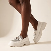 billige Loafers-Herre hvite glitter dusk loafers slip-on tykke såler pensko moteriktige formelle sko til bryllup, fester, banketter, skoleball og statement-antrekk