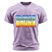 abordables T-shirts amusants pour hommes-T-shirt homme « You might be drunk acid wash » (délavé à l'acide, couleurs arc-en-ciel, psychédélique, double vision, texte humoristique sur l'alcool), manches courtes, coupe classique, idéal pour les