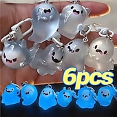 cheap Home Supplies-6 Pcs Glow in The Dark Ghost Keychains,  Cute Kawaii Mini Cartoon Resin Ghost Key Chain Charms for Backpacks, Bags, Halloween Party Favors, Gifts for Kids Adults