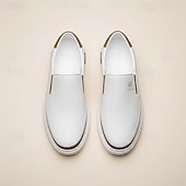 preiswerte Slipper Schuhe-weiße Slipper für Herren – leichte Kunstlederschuhe mit gepolsterter Sohle für Freizeit und Alltag