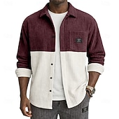 baratos camisa de botão masculina-Homens Camisa Social Camisa casual Camiseta de Veludo camisa de botão Preto Vinho Azul Marinha Caqui Cinzento Manga Longa Tecido Colarinho de Camisa Casual Diário Bolso frontal Roupa Elegante Moda