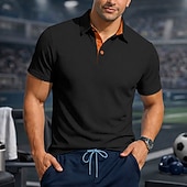 Χαμηλού Κόστους Κλασικό Πόλο Ανδρών-Ανδρικά Με Υφή Μπλουζάκι πόλο με πλέξη βάφλα Causal Επιχείρηση Κλασσικά Κοντομάνικο Μοντέρνα Συμπαγές Χρώμα Γρήγορο Στέγνωμα Κουμπιά Καλοκαίρι Άνοιξη Κανονικό