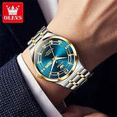 economico Orologi meccanici-Orologio automatico da uomo - lussuoso orologio da polso automatico da lavoro in acciaio inossidabile bicolore oro con datario, impermeabile, luminescente, regalo elegante per marito, papà e figlio