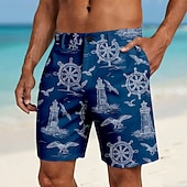 economico Pantaloni Corti Stampati-Per uomo Medusa Tartarughe Creature marine Bermuda Pantaloncini casual Pantaloncini da golf Misura del girovita medio Hawaiano Lavoro Spiaggia Sport all'Aperto Pantaloncini a vita piatta con 4 tasche