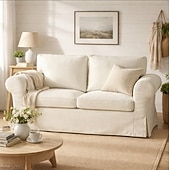  100% Cotton 2 Seater Sofa Cover Sofa Bed Slipcover with Cushion and Backrest Covers Washable Furniture Protector Fits Ektorp Couch Slipcover