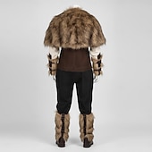 halpa Asusteet-Setti Keskiaika Renessanssi Polvipituinen Asut Hieno puku Tekoturkispuku Soturi Barbaari Naamiaispuku Miesten Viikinki Halloween Karnevaali Suoritus LARP Ren Faire Aikuisten