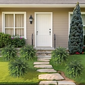 お買い得  人工植物と緑-人工杉の木、高さ20.9インチの人工緑葉、地面に差し込むスパイク付き、リアルな屋内/屋外のホームデコレーション、プランターや庭の装飾、使いやすい床飾り