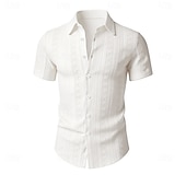 Χαμηλού Κόστους Ανδρικά Smart Casual πουκάμισα-Ανδρικά Πουκάμισο Casual πουκάμισο Πουκάμισο με κουμπιά Πουκάμισο ζακάρ Μαύρο Λευκό Πράσινο Ανοικτό Βαθυγάλαζο Καφέ Κοντομάνικο Σκέτο Κολάρο Πουκαμίσου Causal Καθημερινά Ζακάρ Ρούχα