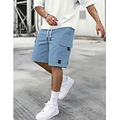 voordelige Vakantie-Voor heren Ladingbroek Cargoshorts Korte broek Casual korte broek Zak Elastische taille Effen Knielengte Casual Buiten Streetwear Modieus Streetwear Zwart Marineblauw Inelastisch