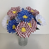 cheap U.S. 250th Anniversary-3Pcs 250th Anniversary Artificial Chrysanthemums &amp; Rose Flowers, Reusable Plastic Flowers for American Independence Day Decorations, 4th of July Party Decor, Home &amp; Garden Centerpieces