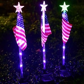  1 pz luci solari decorative a LED per esterni, luci solari con bandiera americana, bandiere decorative, bandiera patriottica da giardino, faretti solari per paesaggistica, luci solari da giardino, luci a LED per asta portabandiera da esterno