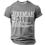  Maglietta da uomo con versetto biblico Geremia 29:11 "Io conosco i progetti che ho per voi", grafica cristiana, vestibilità regolare, abbigliamento religioso di design, taglie S, M, L, XL, XXL, XXXL