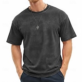 economico magliette di base-SoftFade™ Camicia Uomo 100% Cotone Camicia Acid Wash Manica Corta Collo a Giro Estate Piana Vintage Casual Abbigliamento Tinto Sbiadito Casual Streetwear Rosa Viola Caffè Top Tee per Uomo
