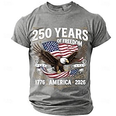  4 juli 2026 250:e Herr Rolig T-shirt Kortärmad T-shirt 3D-tryck Rund hals Skjorta Mode Designer Enkel Ledigt Dagligen Fest Svart Rubinrött Sommar Vår Kläder S M L XL XXL XXXL
