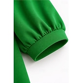  St. Patrick Women's T Shirt Tee Top Cut Out Solid Color Elegant Fashion Casual Half Sleeve Lantern Sleeve Crew Neck Regular Tops Daily Going out Weekend Green Summer Spring