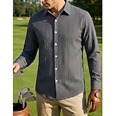 cheap Men's Button Up Shirts-Men's Shirt Casual Shirt Button Up Shirt Jacquard Shirt Blue Black Green khaki Dark Blue Long Sleeve Plain Shirt Collar Casual Daily Buttons Clothing Apparel Elegant Fashion Casual