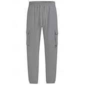 preiswerte Urlaub-Herren Cargo-Hosen Leinenhosen Hose Sommerhose Strandhose Kordelzug Elastischer Bund Mehrere Taschen Einfach Komfort Atmungsaktiv Täglich Outdoor Strand Urlaub Mode Schwarz Weiß Unelastisch