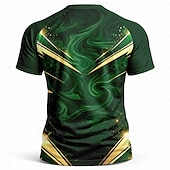  Maglia da calcio da uomo ispirata al Messico, verde scuro, oro, grafica astratta a V, traspirante, in mesh, performante, con protezione UPF50+, ideale per tornei e allenamenti.
