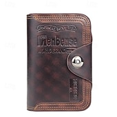 cheap Card Holders &amp; Cases-2 Pack Men's Wallet Vintage Retro Bifold PU Leather Purse, Distressed Riveted Short Wallet with Snap Button Closure, Card Holder for Men Boyfriend Father Gift, Brown/Charcoal