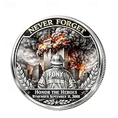 cheap U.S. 250th Anniversary-U.S. 9/11 Memorial Commemorative Coin, Honoring FDNY &amp; Heroes, Patriot Flag &amp; Tribute Design, 25th Anniversary Collectible Coin, September 11, 2001 Remembrance