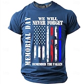  Herdenkingsdag Voor heren Amerikaanse Amerikaanse vlag T-shirt Korte mouw T-shirt 3D-afdrukken Strakke ronde hals Overhemd Modieus Dagelijks Dagelijks Straat Rood Hemelsblauw Grijs Zomer Lente Kleding