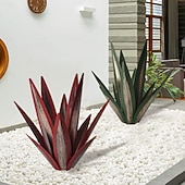 billige Landskapslys-1 stk utendørs solcelledrevet dekorativ lampe i metall av agave, fargeskiftende LED, hage, gårdsplass, plen, gangstibelysning – perfekt for bryllup, høytider, fester, terrasse og stemningsfull