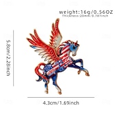  Broche met adelaar en paard ter ere van het 250-jarig jubileum, voor mannen en vrouwen, Amerikaanse patriottische boutonnière met strass-steentjes en een afbeelding van een Amerikaanse zeearend,