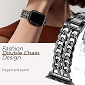 abordables Bracelets Apple Watch-Bracelet Bijou Compatible avec Bracelet Apple Watch 38mm 40mm 41mm 42mm 44mm 45mm 46mm 49mm Paillettes Chaîne double Luxe Alliage Bracelet de remplacement pour iwatch Ultra 3 2 Series 11 10 9 8 7 SE