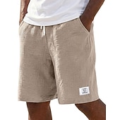 voordelige Klassiek-Voor heren Korte broek Linnen korte broek Zomer korte broeken Strandshorts Trekkoord Elastische taille Effen Comfort Ademend Knielengte Dagelijks Buiten Feestdagen Vakantie Modieus blauw Zwart
