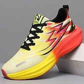preiswerte Lässige Sneakers-Gelbe und rote Herren-Laufschuhe, leichte, atmungsaktive Sportschuhe mit Dämpfung, ideal zum Joggen, fürs Fitnessstudio, zum Spazierengehen, auf Reisen und für den Alltag.
