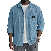 billiga Smart Casual skjortor för män-Herr Skjorta Casual skjorta Manchesterskjorta Knapp upp skjorta Svart Vit Vinröd Marinblå Khaki grön Långärmad Slät Tröjkrage Ledigt Dagligen Framficka Kläder Elegant Mode Ledigt