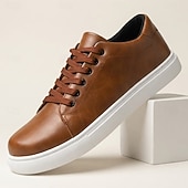 billige Uformelle joggesko-herre brune casual joggesko med snøring, minimalistiske, lave komfortsko for hverdagsbruk, reiser, pendling, helgeantrekk, friluftsliv og smart casual stil