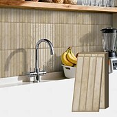 baratos Wall Stickers-20pcs 3d Self-Adhesive Wall Imitation Tile Sticker, Light Beige Decorative Pattern Removable Wall Sticker, Used For Kitchen Back Fender, Bedroom Living Room Decoration Home Wall Renovation Decorative