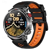 billige Smartklokker-Robust militær smartklokke for menn med Bluetooth-samtale, 1100 mAh batteri, LED-lommelykt &amp;kompass, IP68 vanntett taktisk treningsklokke for utendørs bruk, smartklokke med 100+ sportsmoduser for
