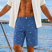cheap Printed Shorts-Men's Shark Sea Creatures Coral Bermuda shorts Casual Shorts Golf Shorts Mid Waist Hawaiian Work Beach Sports Outdoor Flat Front Shorts with 4 Pockets Designer Clothing Apparel