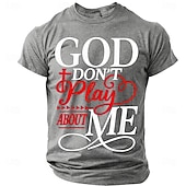 baratos Camisetas de fé-Camiseta Masculina da Bíblia Deus Não Brinca Comigo Camiseta Cristã Urbana Fé Religiosa Proteção Divina Estampa Gráfica Cruz Manga Curta Azul Marinho Roupas de Designer