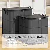 رخيصةأون تخزين الملابس-منظم لحاف وفراش مقاوم للغبار مكون من قطعتين، حقائب تخزين كبيرة قابلة للطي بمقابض معززة &amp;سحابات متينة، خزانة ملابس مقاومة للماء &amp;مساحة تخزين أسفل السرير للألحفة والبطانيات والوسائد