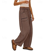 abordables Fondos-Mujer Pantalones de lino y algodón Pantalones Pantalones casuales Pantalones de verano Vacaciones Moda Ropa de calle Longitud total Alta cintura Retazos Bolsillo Cintura elástica Comodidad Cómodo