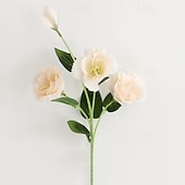 abordables Flores artificiales-3 flores artificiales de eustoma de 4 cabezas, ramo de lisianthus artificiales realistas para decoración del hogar y sala de estar. &amp;Decoración para bodas: perfecta para accesorios de fotografía,