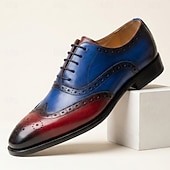 economico Κλασικά Παπούτσια-Men's Yellow and Green Wingtip Oxford Shoes with Brogue Detail and Colorblock Design, Vintage Statement Dress Shoes for Stylish Men, Ideal for Weddings, Parties, Banquets and Fashion Events