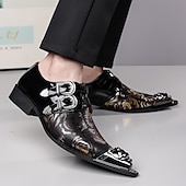 Недорогие Монаховские туфли-Мужские черные туфли-монки с двойной пряжкой, верхом с цветочным тиснением и металлическим мыском, роскошные классические туфли для стильных мужчин, идеально подходят для свадеб, банкетов, вечеринок и эффектных вечерних выходов.