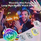 baratos Iluminação de Ambiente-Mini bola de discoteca com luz ativada por som, luzes de festa LED RGB portáteis com USB e pulseira. &amp;Ventosa para carro infantil, DJ rave, luz de humor que muda de cor, presente ideal para