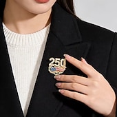お買い得  Acessórios para festa-アメリカ建国250周年記念ブローチ2個セット、アメリカ建国250周年記念愛国ピン（1776-2026）、ラインストーンクリスタルアメリカ国旗ラペルピン、独立記念日記念ジュエリー、ゴールドトーンのお土産ギフト