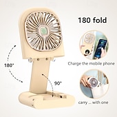 お買い得  携帯扇風機-携帯型ハンディファン、LEDディスプレイ付き折りたたみ式ネックファン &amp;モバイルバッテリー、旅行用吊り下げ式パーソナルファン、スマホホルダー付き180°折りたたみ式卓上ファン、3段階風量調節、屋外用USB充電式ミニファン