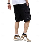 billiga Klassisk-Herr Cargobyxor Cargo-shorts Shorts Casual shorts Snörning Ficka Elastisk midja Slät Enfärgat Knelängd Utomhus Streetwear Camping Mode Streetwear Svart Marinblå Oelastisk
